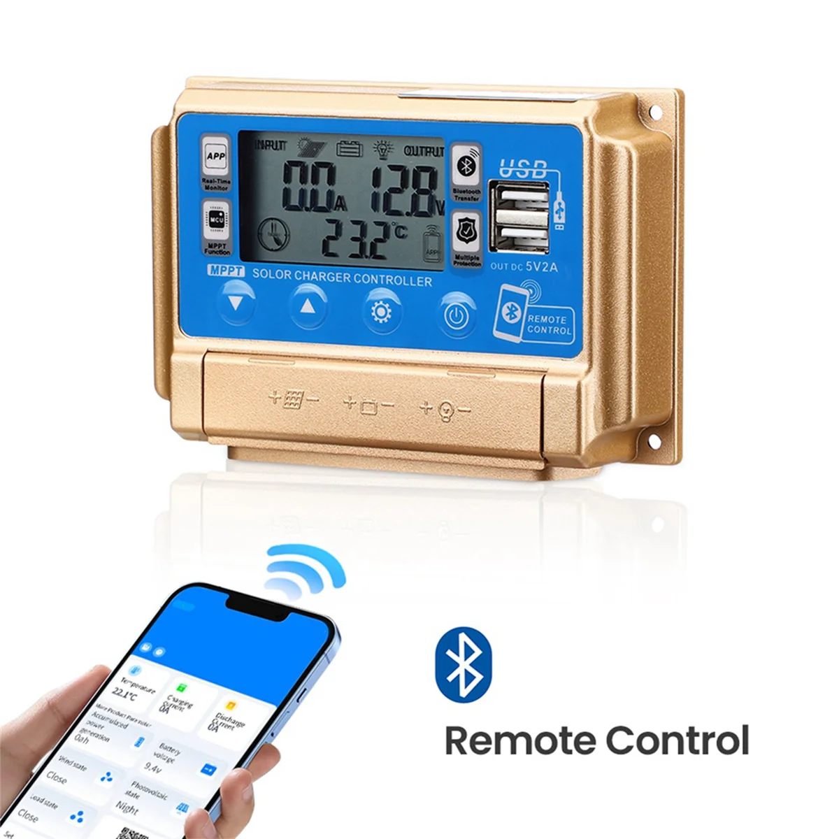 ตัวควบคุมพลังงานแสงอาทิตย์ Adaptive MPPT Solar Controller พร้อม Bluetooth 12V/24V Solar Charge Controller-40A