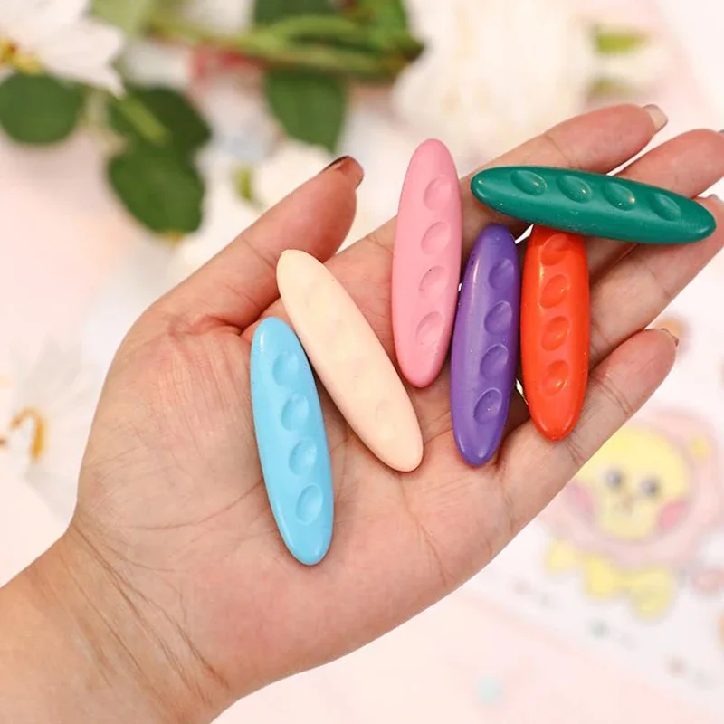 12/24/36 색상 어린이는 손을 더럽히지 않습니다 플라스틱 크레용 세트 크리 에이 티브 페인팅 도구 땅콩 모양의 빨 수있는 지울 수있는