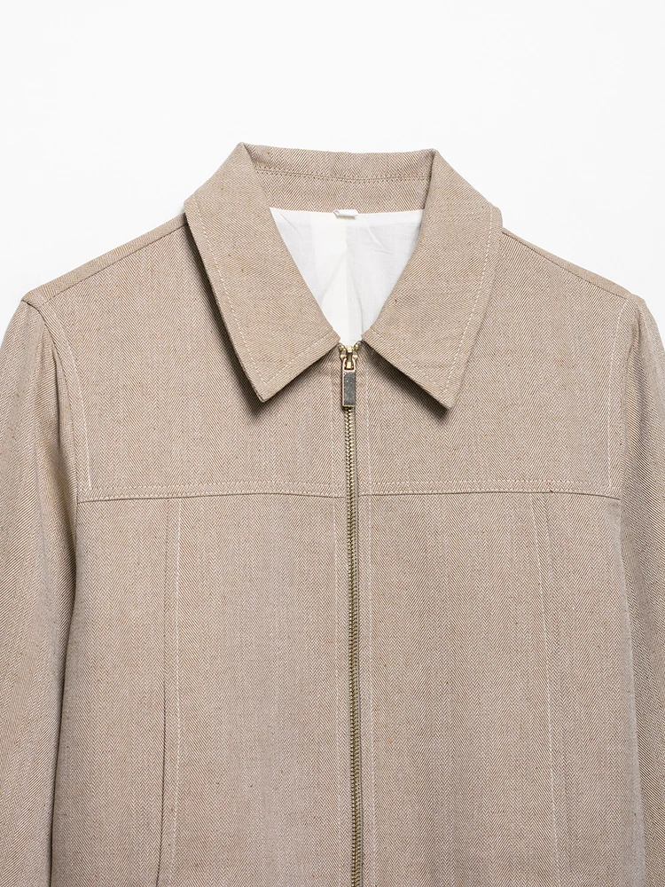 KUCLUT 女性ファッション 2 点セット カーキ フロント ジッパー ジャケット & ヴィンテージ ハイウエスト パンツ Feamle シックな女性パンツ セット