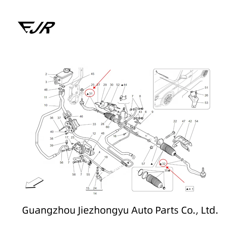 For Maserati Ghibli and Quattroporte steering rack steering machine external ball head 673000005/673000006