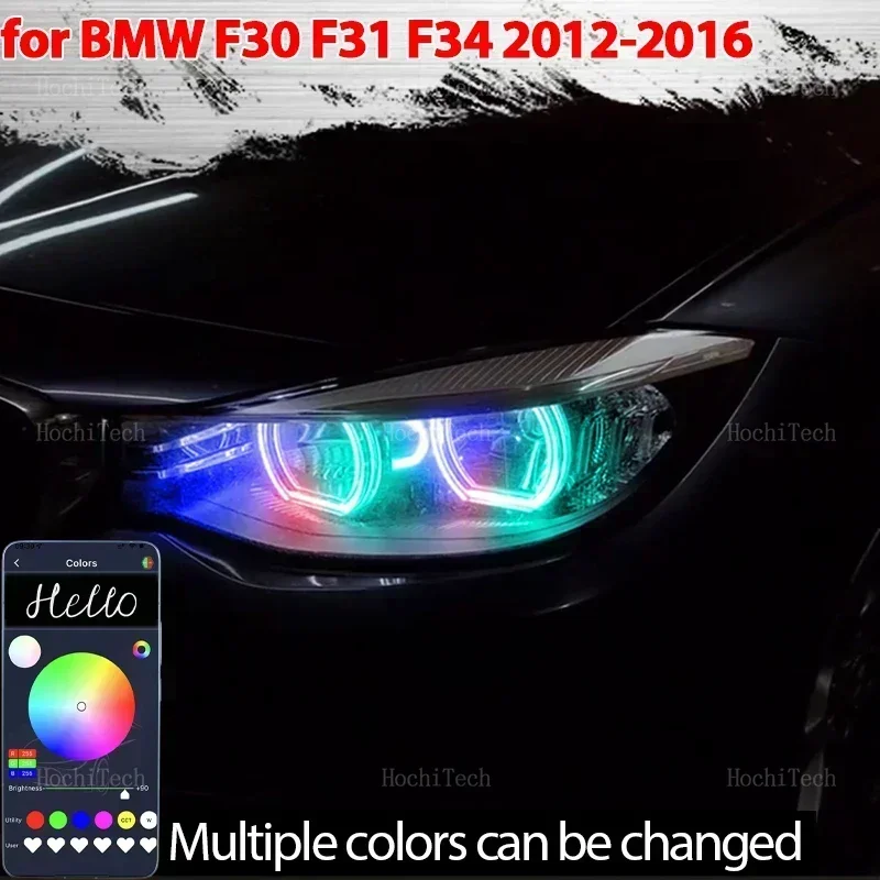 

For BMW 3 Series F30 F31 F34 2012 2013 2014 2015 2016 Flowing DRL Multi-colored App LED Angel Eyes Bulb Ring with turn signal