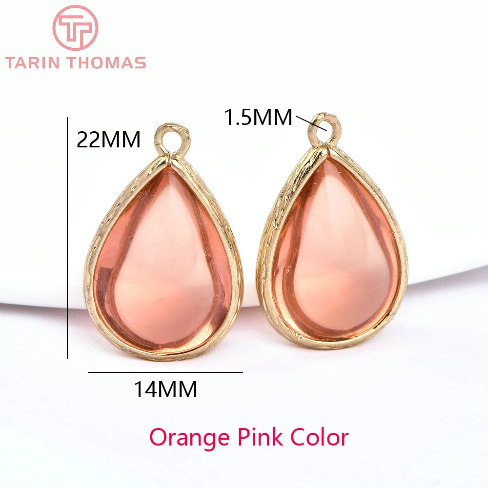 (4122)10PCS 22x14MM 24K Champagner Gold Farbe Messing und Glas Tear Drop Form Charms Anhänger Diy schmuck Erkenntnisse Zubehör – Detail 2