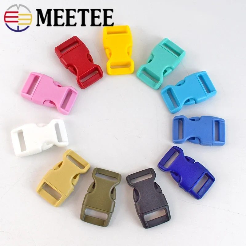 10/20Pcs Meetee 10/15mm Colorful Plastic Side Release Buckles Backpack Clip Clasp Bag Strap Dog Collar Adjust Buckle Accessories