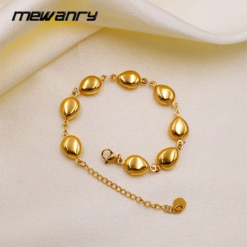 Mewanry 316L Stainless Steel Water Drop Geometric Bracelets For Women Simple Fashion Elegant Non-fading Engagement Jewelry Gifts