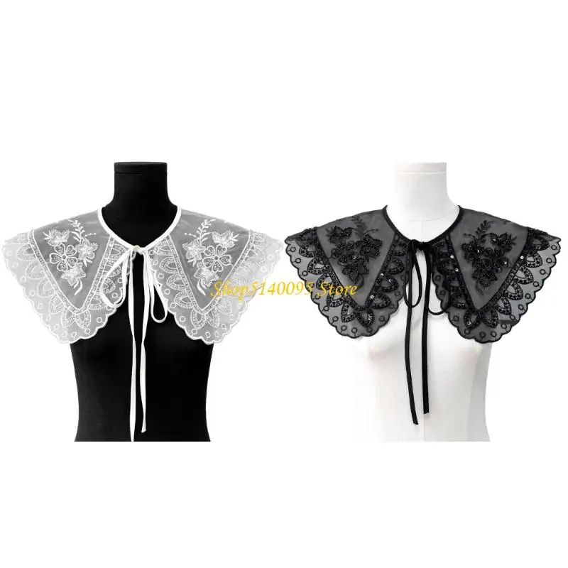 

DXAE современные вышитые вечерние мини-накидки из дышащего полиэстера с накладным воротником, подходящие для женщин и девочек