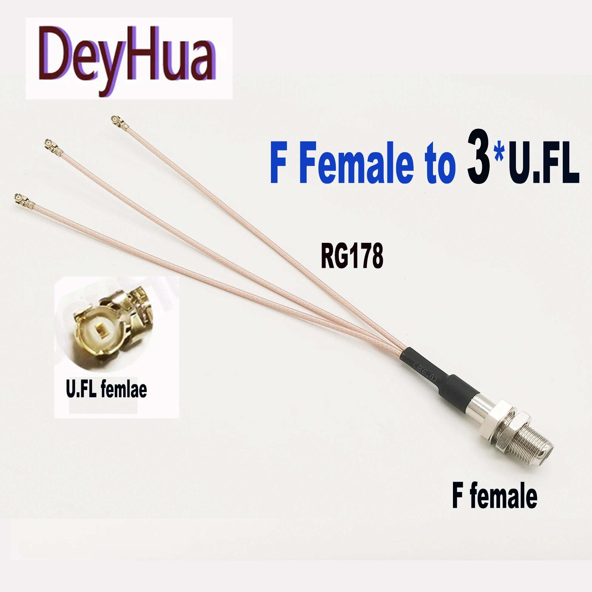 2/10pcs F Female to 6X U.FL Splitter F Female to 2345 6 X U.fl 1 Female RG178 1.13 Cable WIFI Antenna Extension Jumper Pigtail