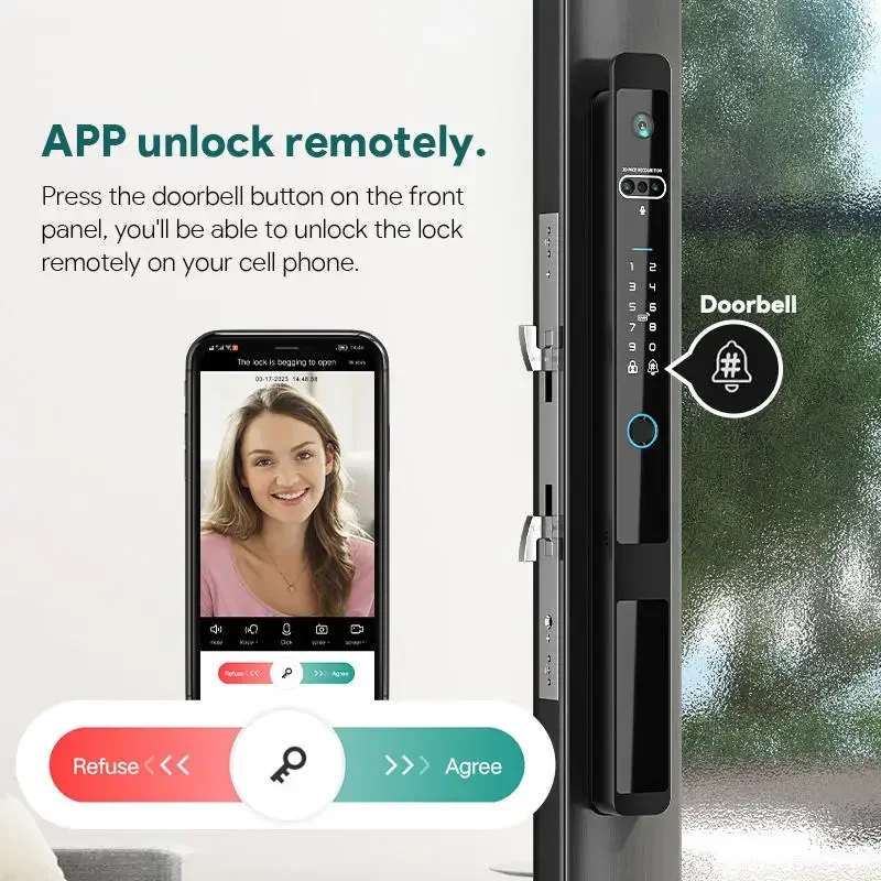 Smartier Tuya 3D Face Cerradura Inteligente Дверной замок с ЧПУ Камера Цифровое распознавание Замки отпечатков пальцев
