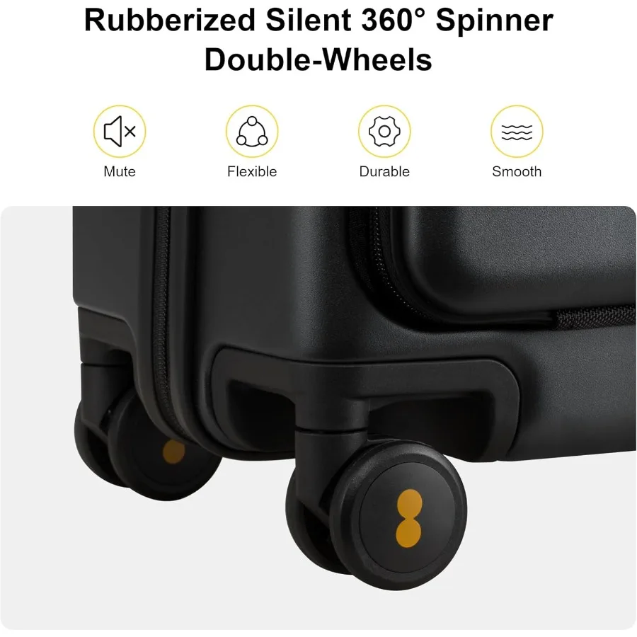 LEVEL8 Bagagem de mão com compartimento Mala de mão leve de casca dura de 20 polegadas com rodas aprovada pela companhia aérea com frontal