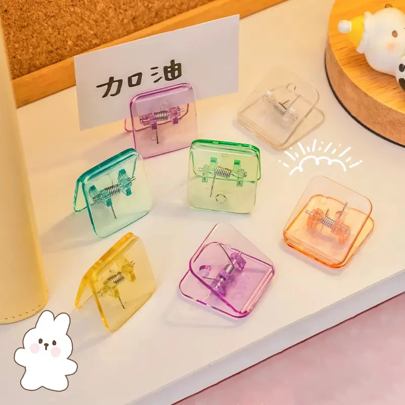 5pcs Colorful Square Paper Clips Kawaii Transparent Binder Clips Documents Tickets File Folder Planner Index Page Bookmarks