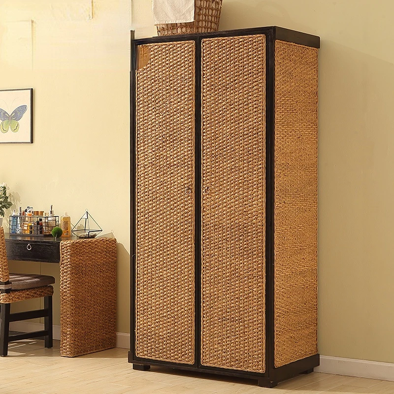 Hotel Apartment Suite Custom Rattan Wardrobe Rattan Furniture Rattan Wardrobe Fashion B & B Guest Room