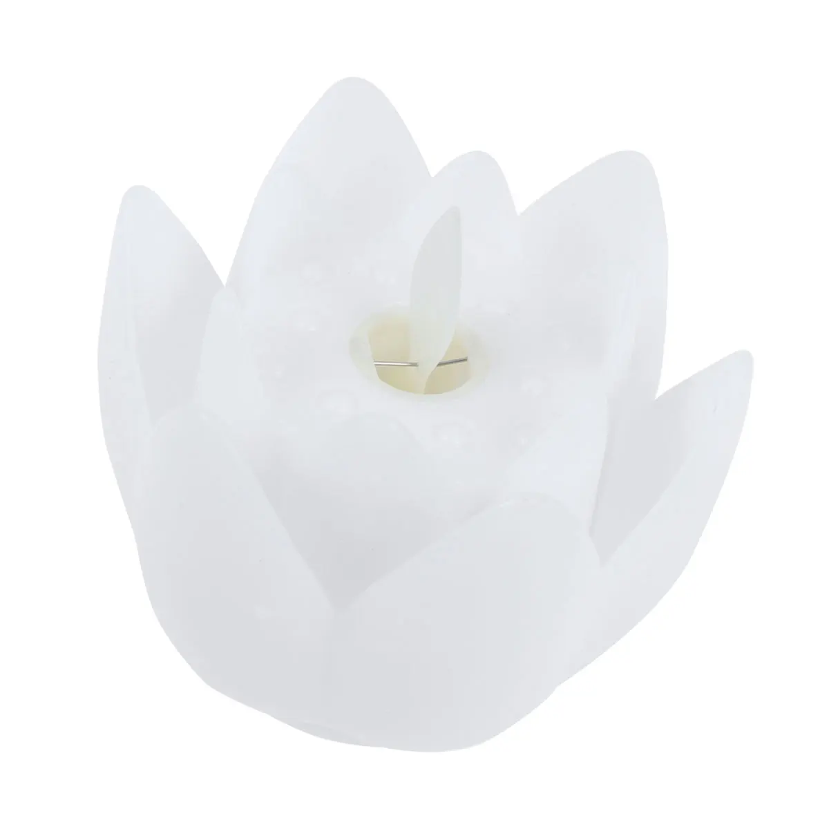 محاكاة لوتس على شكل عديمة اللهب LED مادة بلاستيكية بيضاء واقعية ديكور آمن لمهرجان مطعم الحديقة