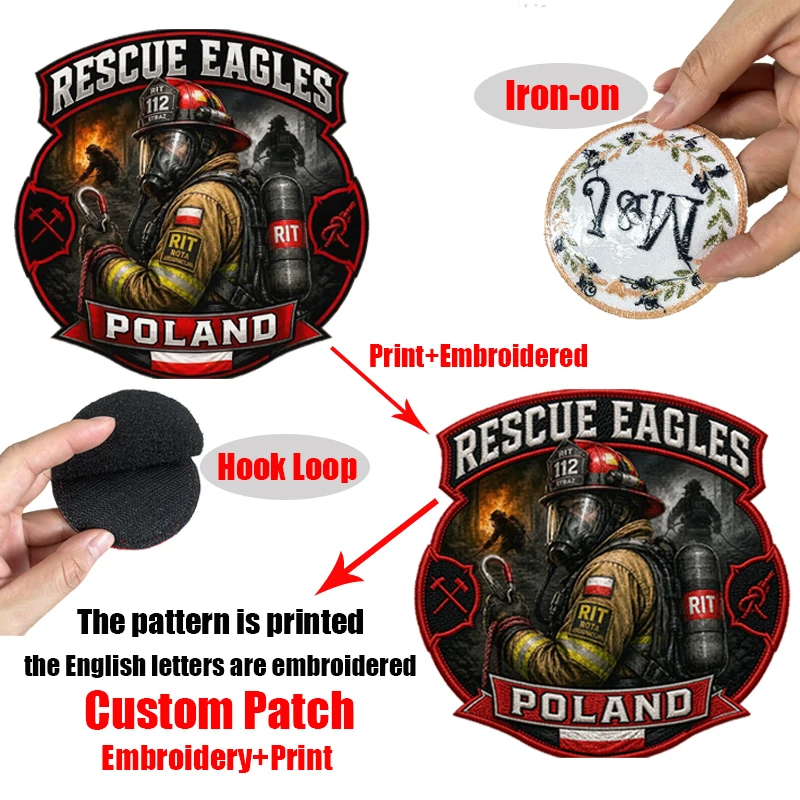 Custom Embroidered Patches DIY Custom Pattern Patch Print,Woven,/Hook Loop,Sew, Iron On Patches For Clothing Company Team Logo - view 4