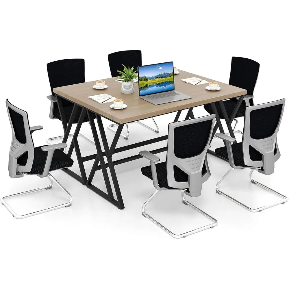 

48 Diameter x 59 Wide Z-Leg Grey Oak Conference Table for 4-6 People
