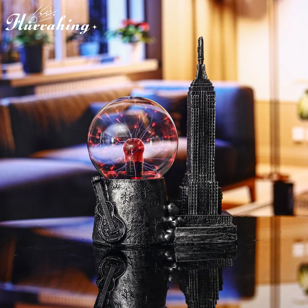 Empire State Building Crystal Plasma Light 4 Inch Glass Ball Touch Sensing Science Enlightenment Cool Interior Table Decoration