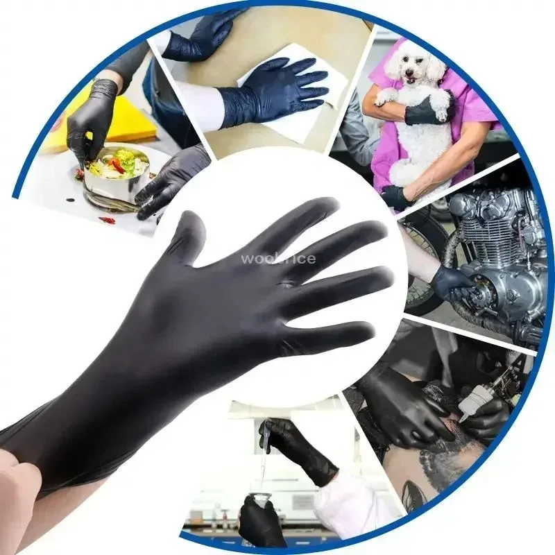 100/50/20PCS Black Nitrile Gloves Disposable Thick Powder Free Cleaning Gloves Textured Kitchen Household Mechanic Tattoo Gloves view 6