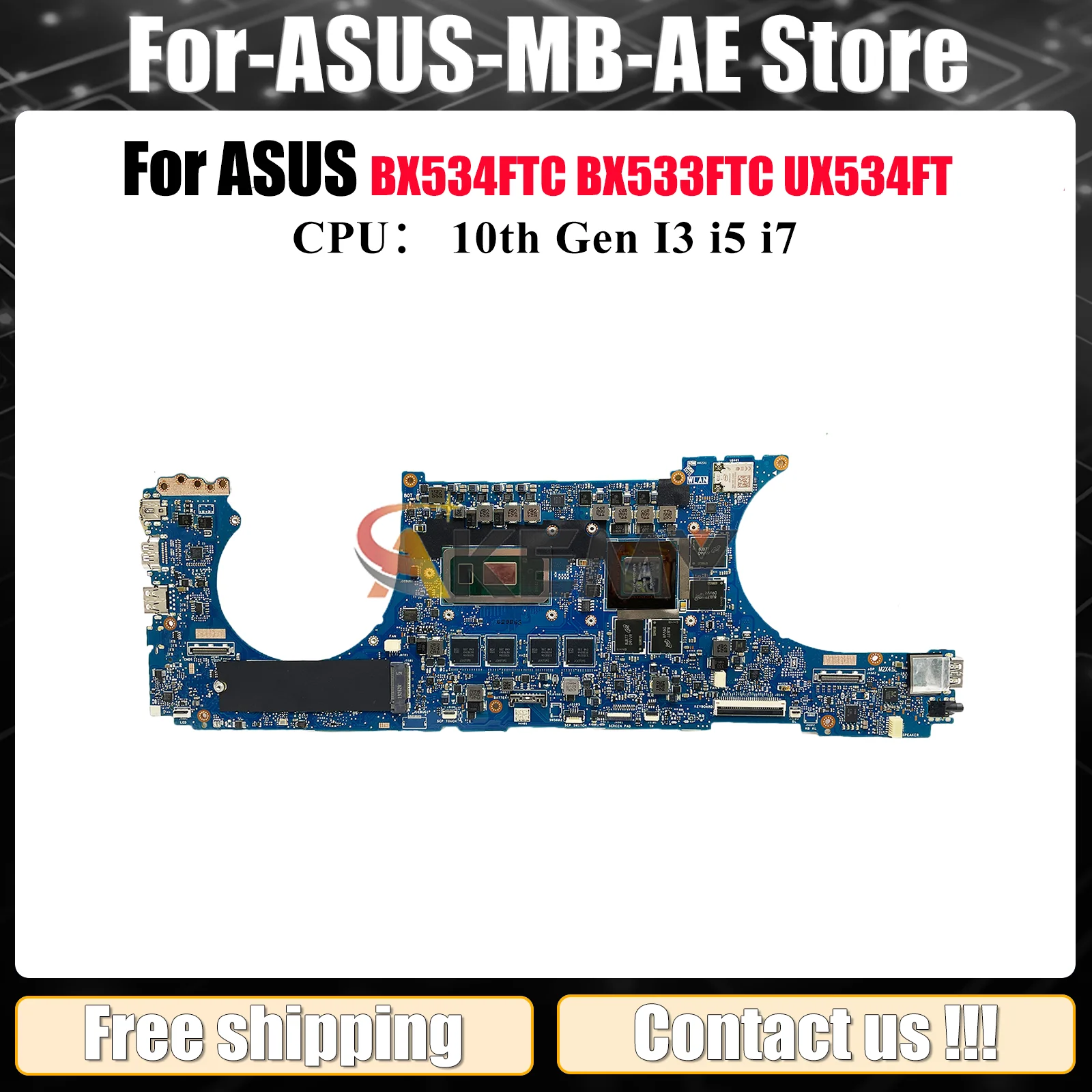 UX534FT Laptop Motherboard For ASUS BX534FTC UX534F BX533FTC RX534FTC UX534FTC BX534FT UX534FT Mainboard With 10th Gen I3 i5 i7
