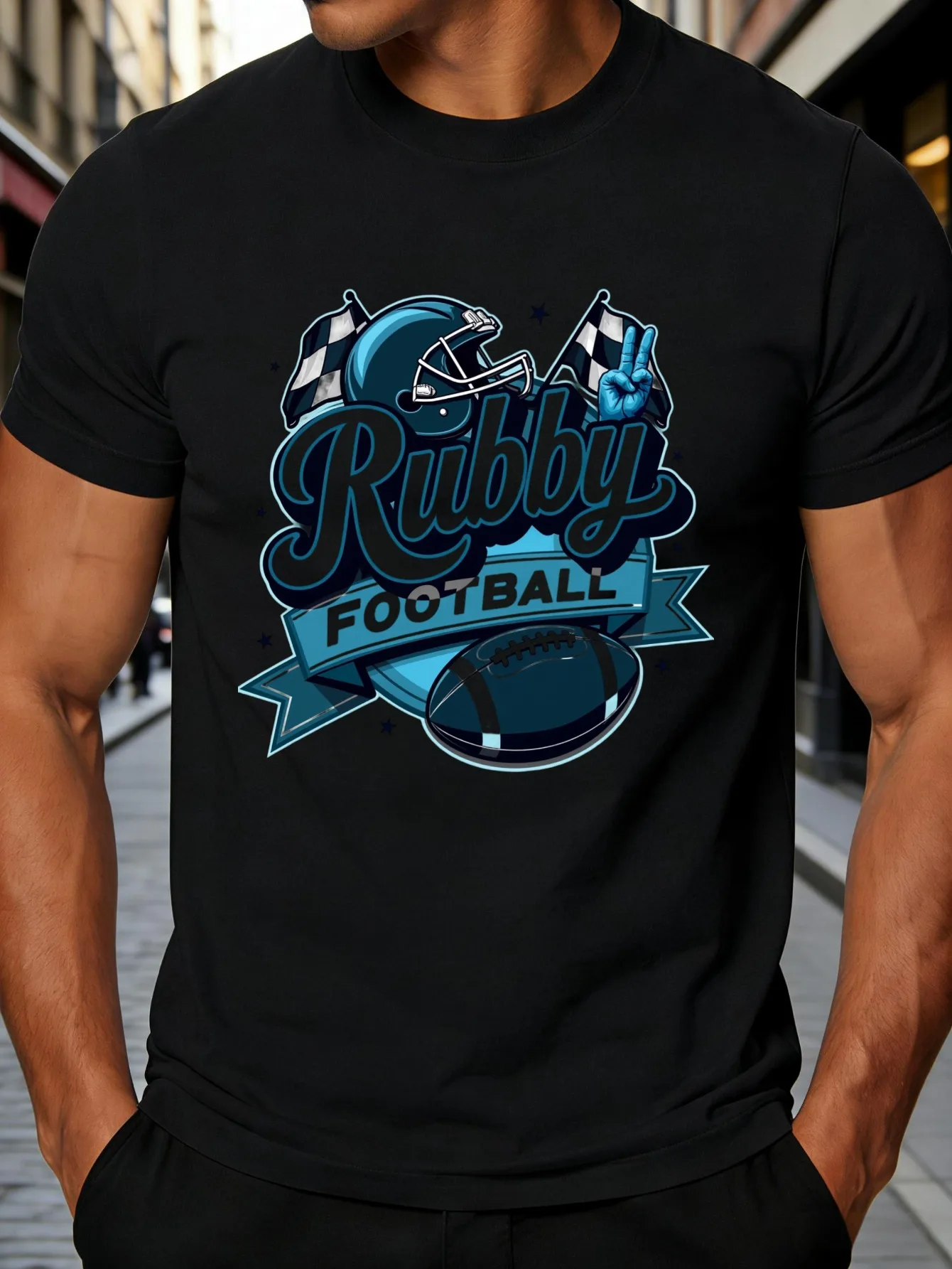 Sporty Men's T-Shirt with a Rugby Design, Suitable for Casual and Athletic Occasions, Is the Perfect Gift for Football Fans and Athletes