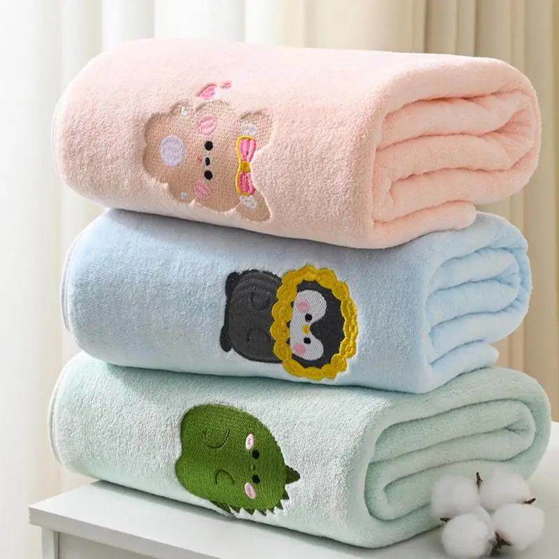 

Baby Wrap Blanket Cute Animal Pattern Toddler Bath Towel Water Absorption And Quick Drying Swaddle Blankets Adjustable