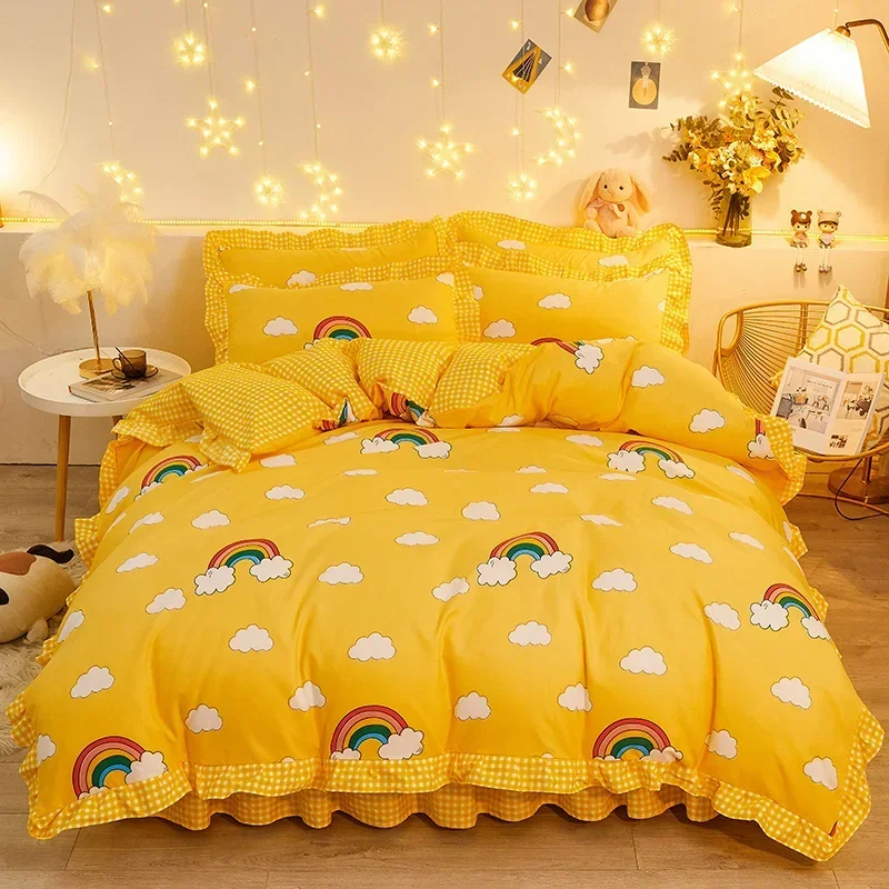 Kuup New Duvet Cover kawaii Bedding Set Twin Size Flower Quilt Cover 150x200 High Quality Skin Friendly Fabric Bedding Cover