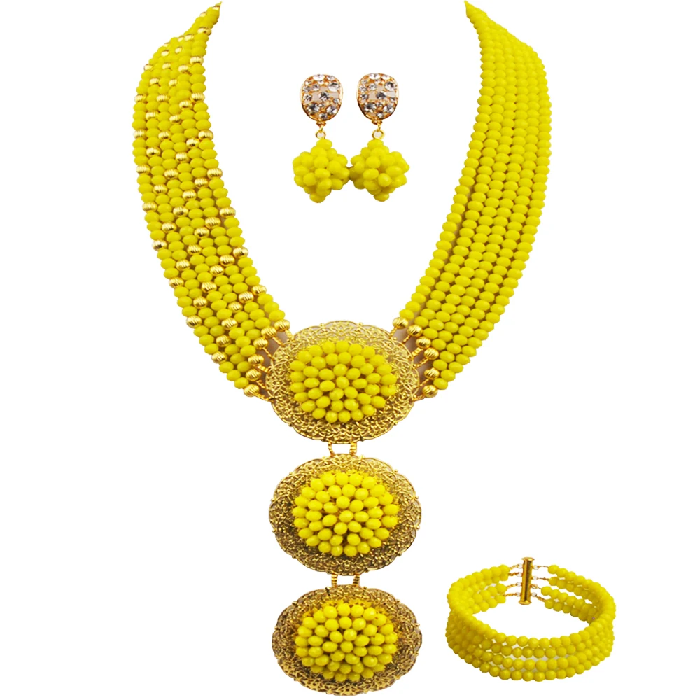 

Costume Necklace Fashion Jewelry Set Opaque Yellow African Beads Jewelry Set