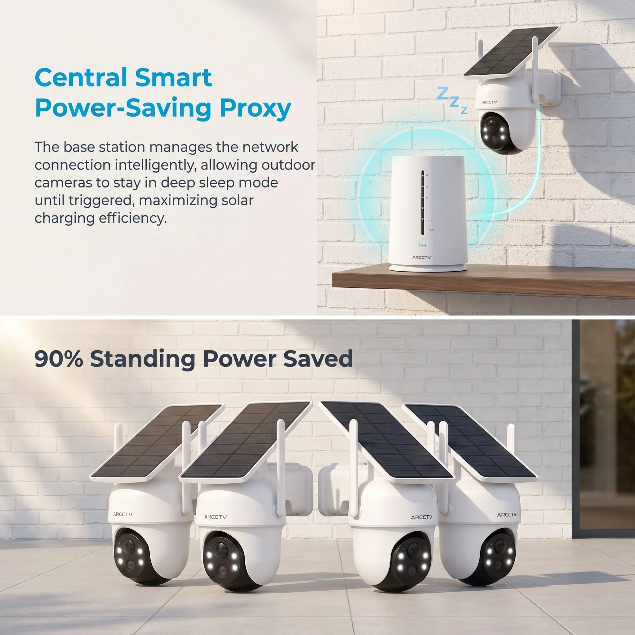 ARCCTV 4MP Solar Wifi Kamera Kit Outdoor Wireless Sicherheit Überwachung Kamera Set Sirene Alarm Humanoiden Erkennung Zwei-wege Audio – Detail 1