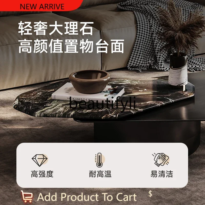 

Italian minimalist living room special-shaped modern minimalist home designer high-end marble rotating coffee table G1218
