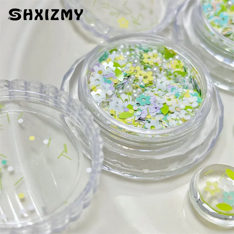 Blume Perle gemischt Glitter Nagel Glitter Nagellack Pailletten Glitter Material kleine frische DIY tragen Rüstung Material