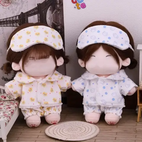 셔츠 반바지 인형 옷 인형 액세서리 20cm 코튼 인형 잠옷 정장 사진 소품 만화 미니 블라우스 바지 세트