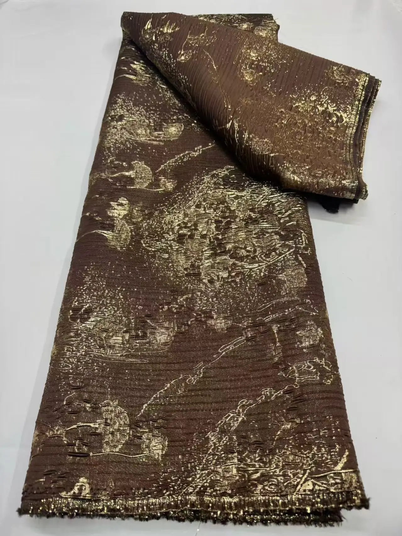 High Quality French Jacquard Lace Fabric African Gilding Brocade Bridal Material for Nigerian Dresses