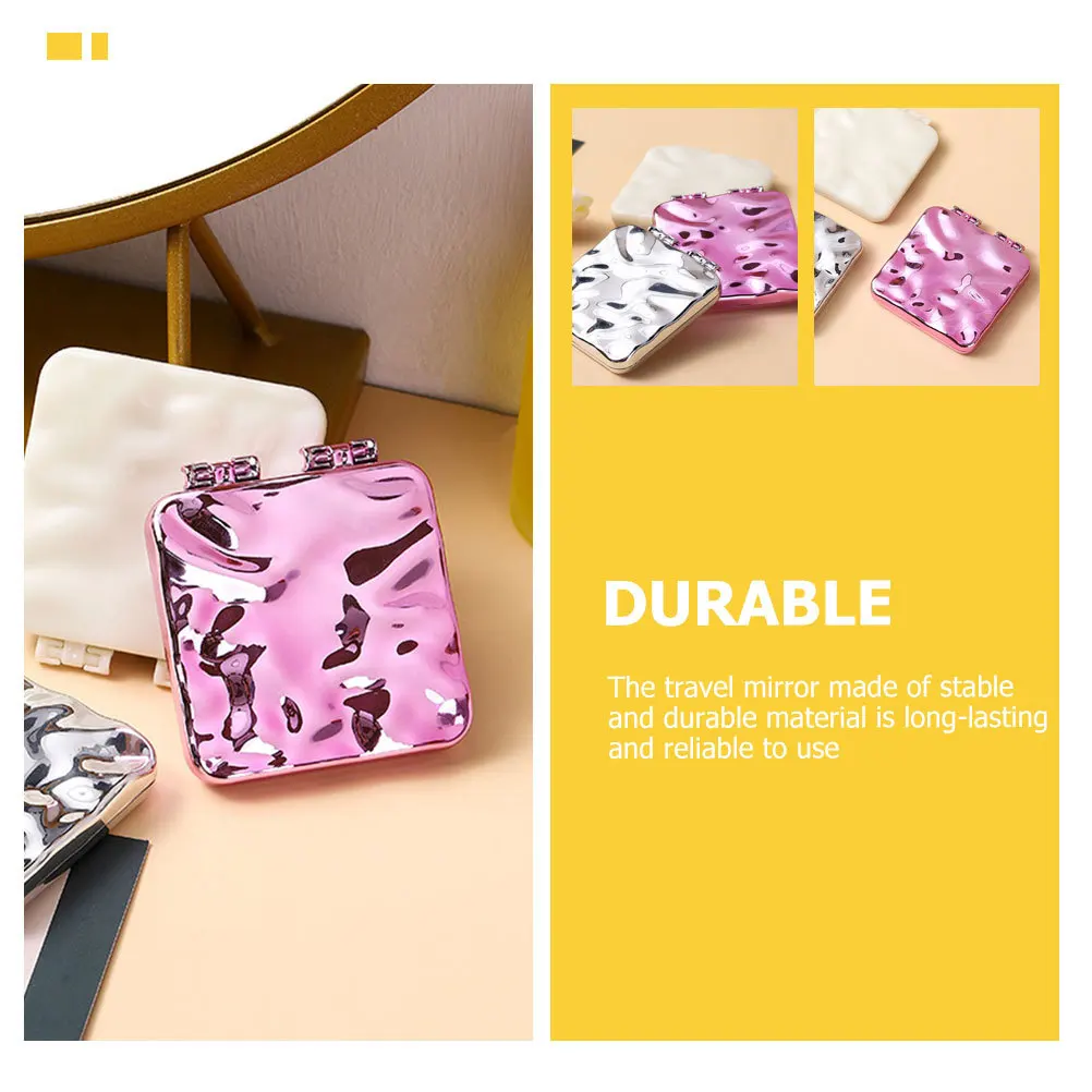 Tragbarer Reise-Taschenspiegel, zusammenklappbar, doppelseitig, klein, leicht, langlebig, Hand-Make-up-Spiegel, kompakt für den Außenbereich und