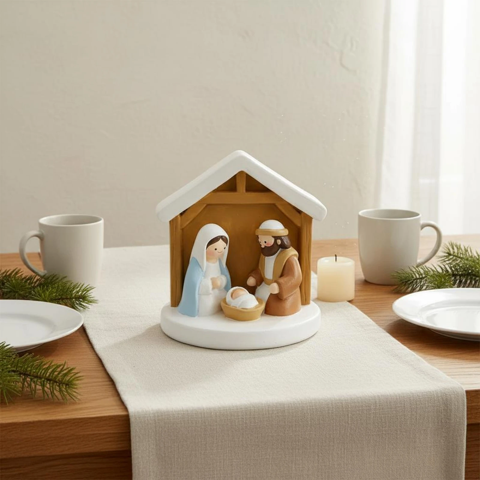 Resin Nativity Set Tabletop Display Christmas Nativity Set Christmas Manger Decoration Festive Gift Holy Family Ornament