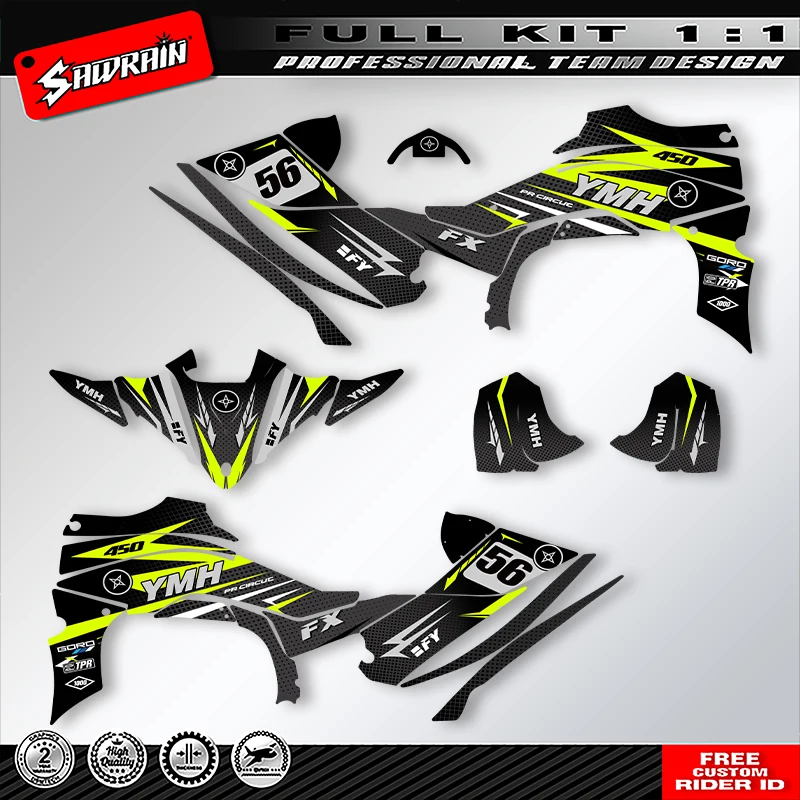 Sawrain Custom Motorcycle Backgrounds Graphcis Decal Stickers Kits for YAMAHA YFZ450R ATV 2014 2015 2016 2017 2018-2021 005