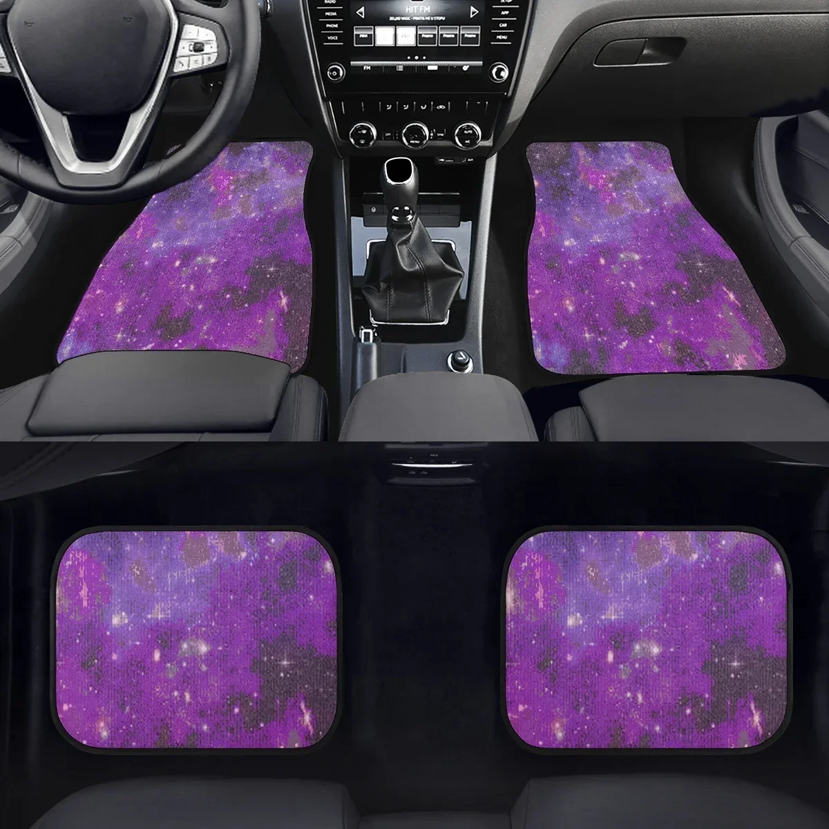 Purple Gradient Sky Design Car Floor Carpet Set of 4 Pcs Design Auto Interior Floor Mats Durable Front Carpets for Truck Sedan