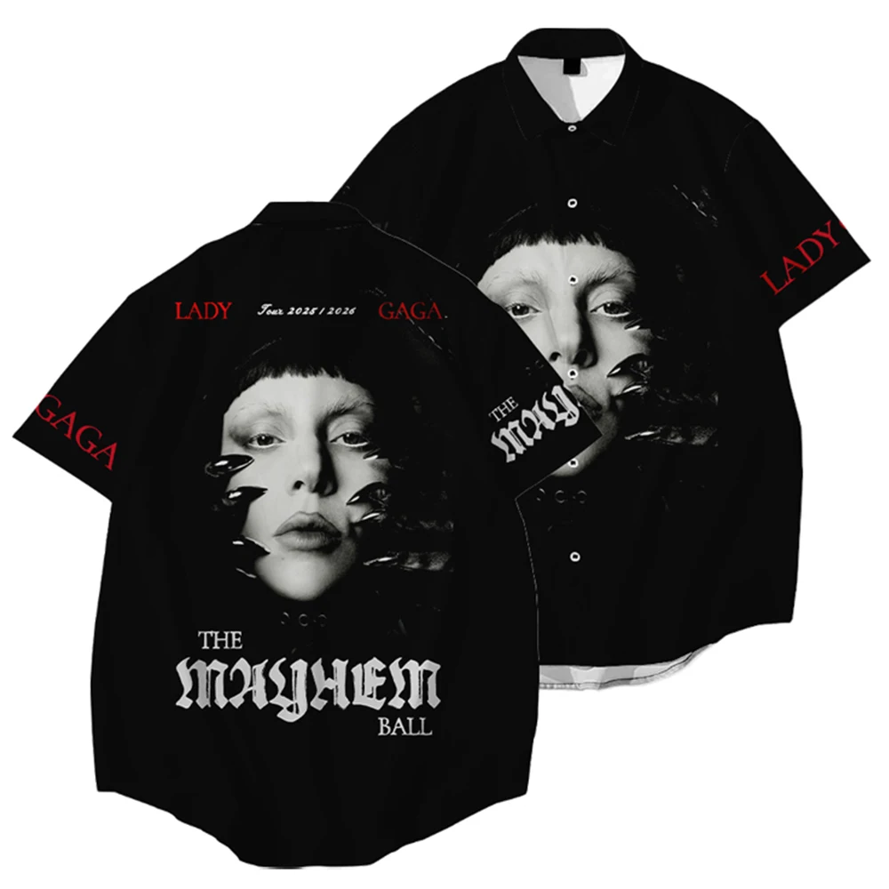 

Lady Gaga The MAYHEM Ball Tour 2025/2026 Shirt Fashion Singer Graphic 3D Printing Shirts Short Sleeve Casual Men Women Clothing
