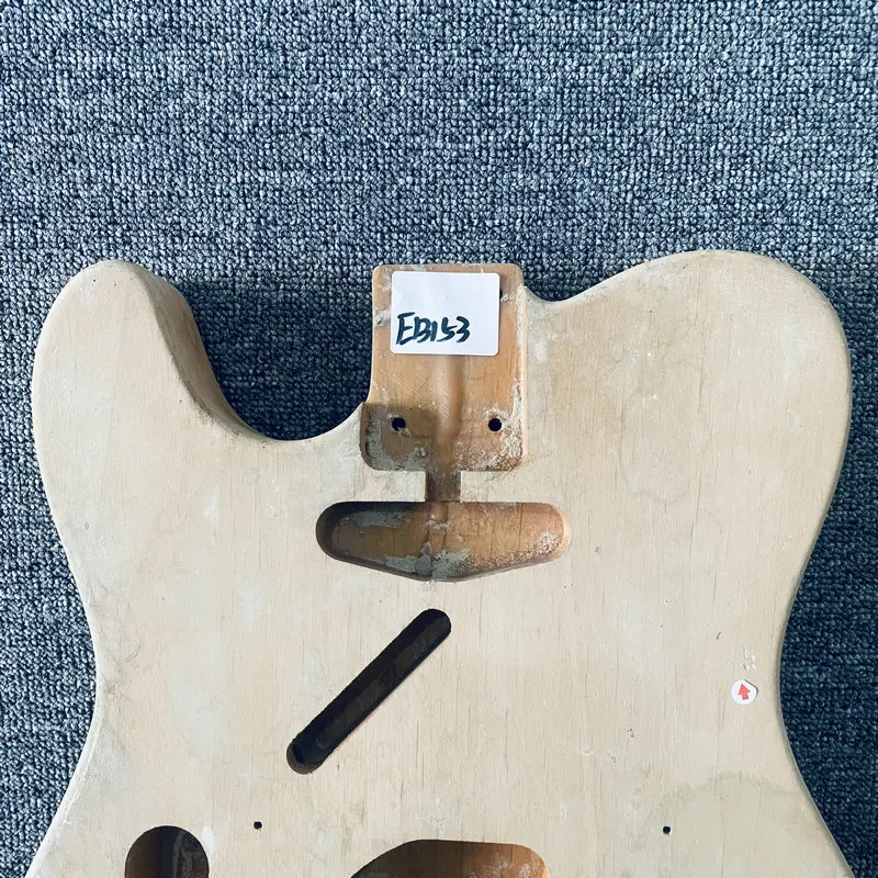 EB153 Left Hand Tele Electric Guitar Unfinished TL Guitar Body in Solid Wood No Paints with Damages for Replace and DIY