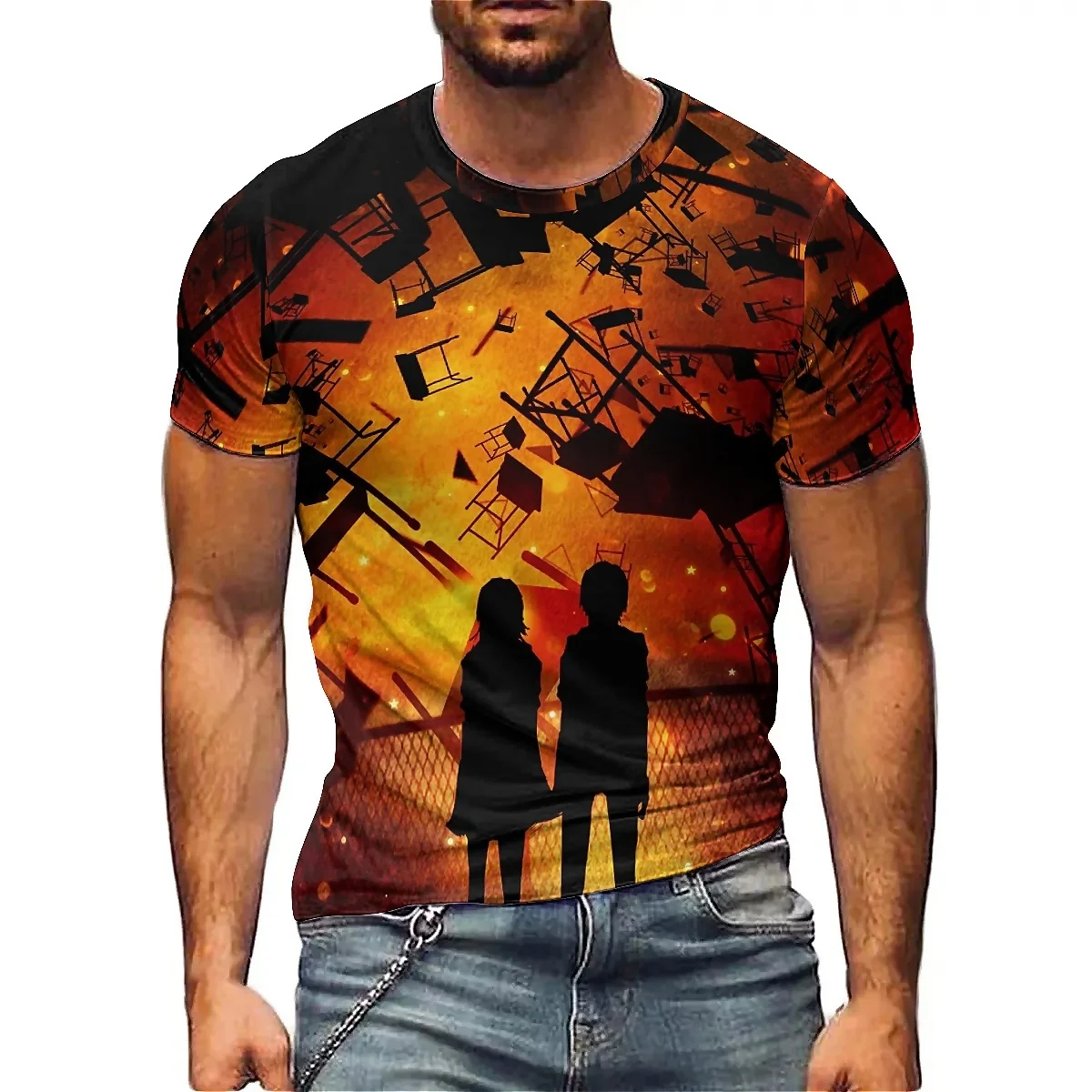 Latest Men's 3D Printed Short-sleeved T-shirts Are Made of Smooth Fabric, Suitable for Men and Women, and Have a Loose Fit