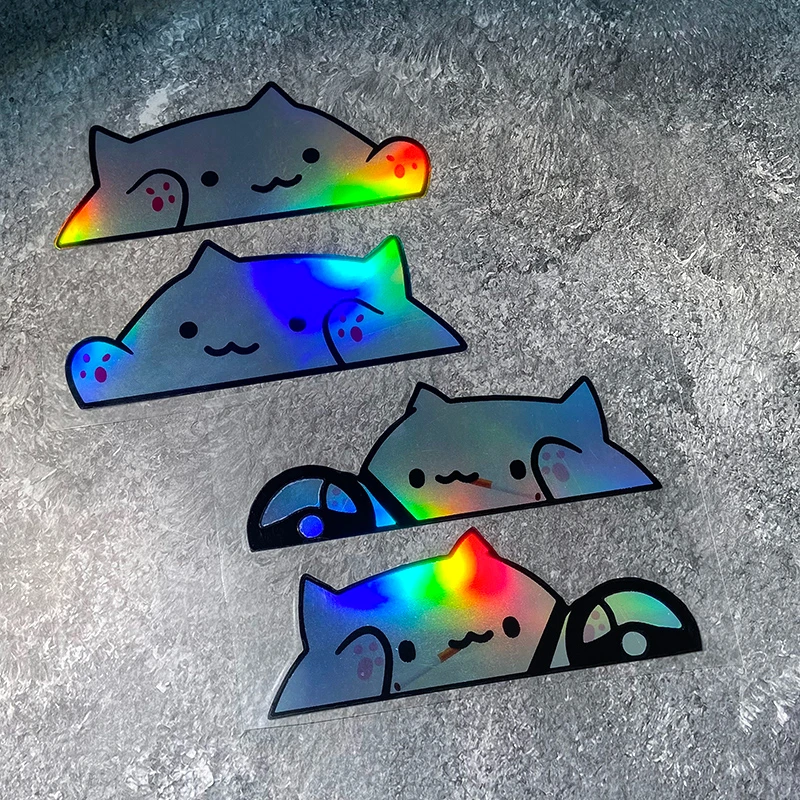 

1Pair Cute Cat JDM Motorcycle Stickers Funny Waterproof DIY Motorbike Fuel Tank Fairing Electric Scooter Vinyl Decals Decoration