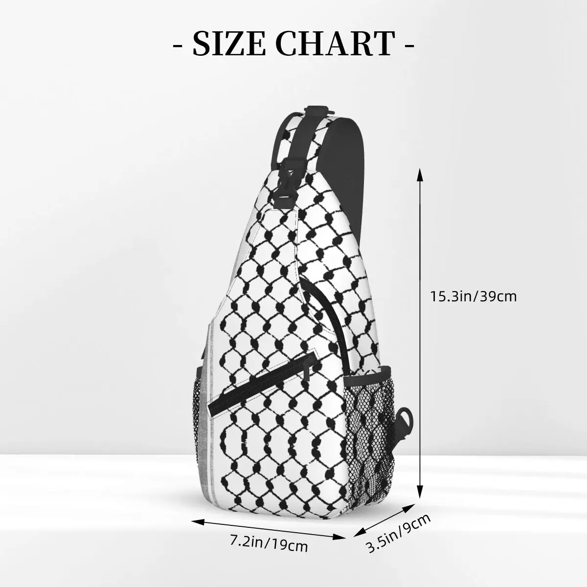 Palestinian Hatta Kufiya Folk Pattern Crossbody Sling Bags Chest Bag Shoulder Backpack Daypack for Hiking Travel Camping Bag