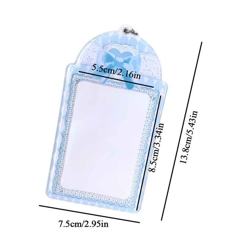 Bowknot Lace 3-inch PVC Card Holder Korean Simple Campus Card Cover Idol Photocards Protector Traffic Card Storage Pendant
