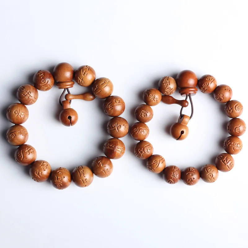 Authentic Real Thunder Wood Bracelet Lei Zhen Wood Wood Carving Handmade Buddha Beads Wooden Bead Accessories Peach Tree Bracele