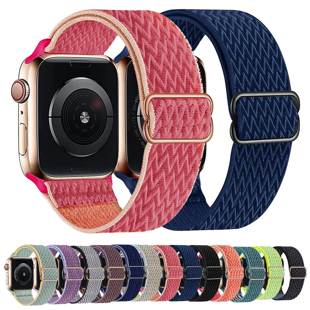 Apple Watch用ストレッチループ,ウルトラ9,8,49mm, 41mm, 45mm, 44mm, 40mm, 38mm, 42mm iwatchシリーズ7、6、se、5、4、3用の伸縮性ベルト