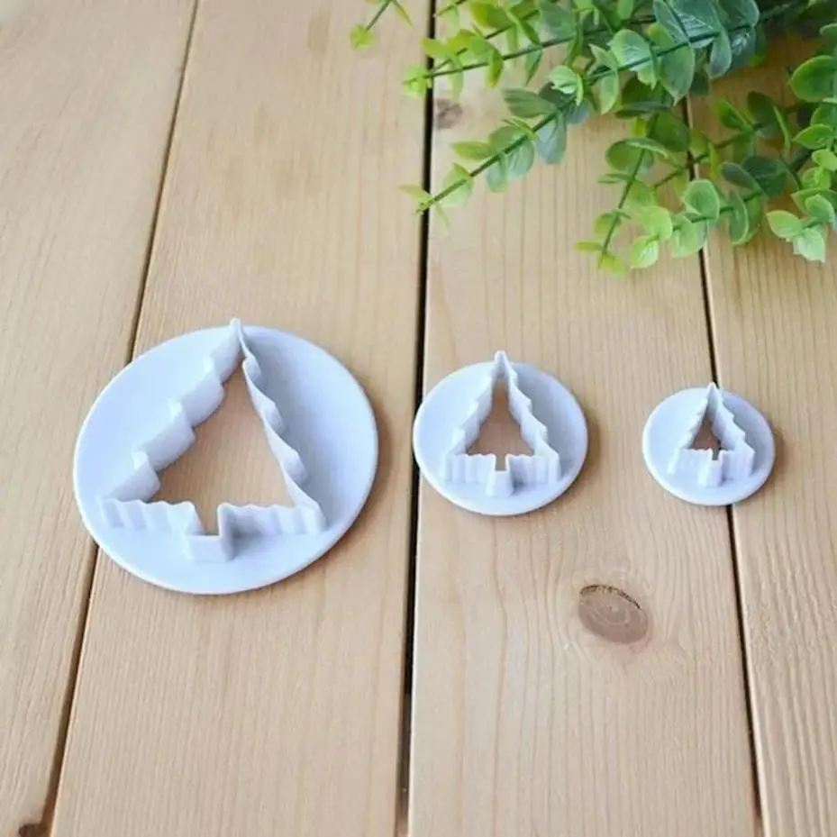 Creative New Christmas Tree Cookie Cutters Set 3Pcs Multifunctional Biscuit Candy Dough DIY Pastry Kitchen Baking Accessories