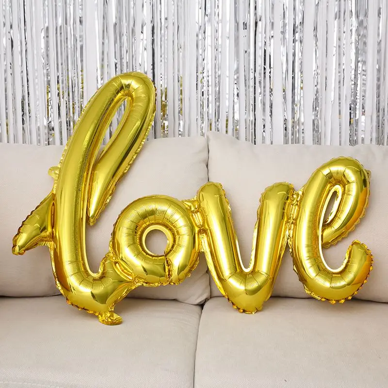 

1pcs Conjoined LOVE Balloos Background Wall Aluminum Foil Balloons Decoration Wedding Engagement Confession Romantic Balloons