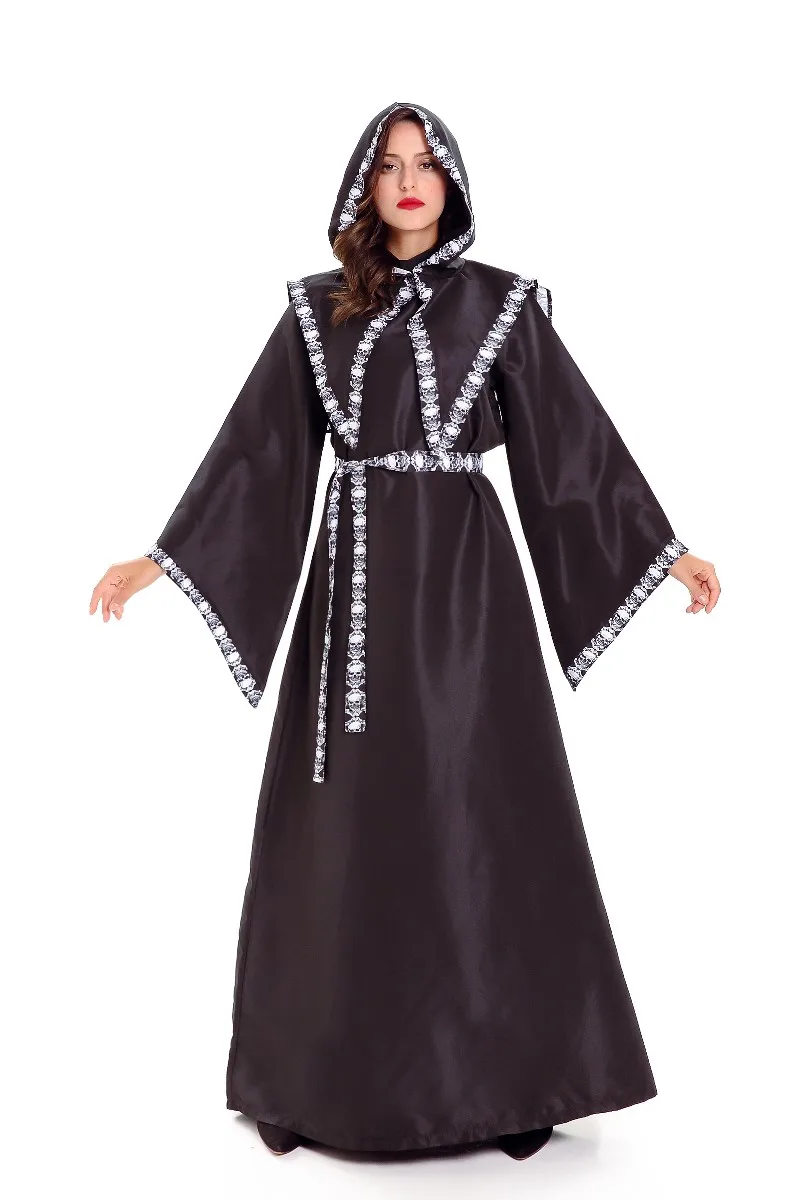 loween Death God Robe Mantello da strega Cosplay Uomo Donna Bla Cappotto lungo Coppia streghe M Versione femminile disponibile