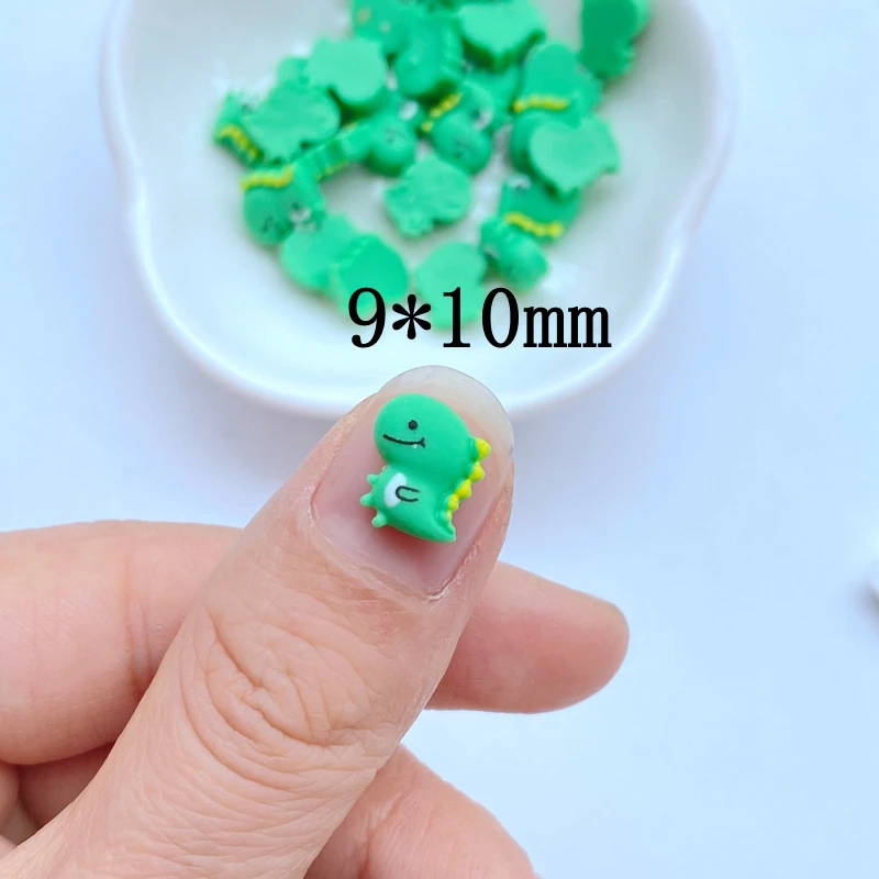 30pcs Resin Nail Cute Cartoon Mini Little Green Dinosaur Nail Parts Accessories Kawaii DIY Nail Art Decoration