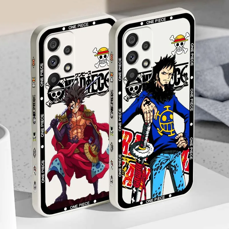 One Piece Luffy D. Water Law For Samsung A71 A72 A73 A51 A52 A53 A54 A55 A21s A35 A34 A32 A03 5G Liquid Left Rope Phone Case