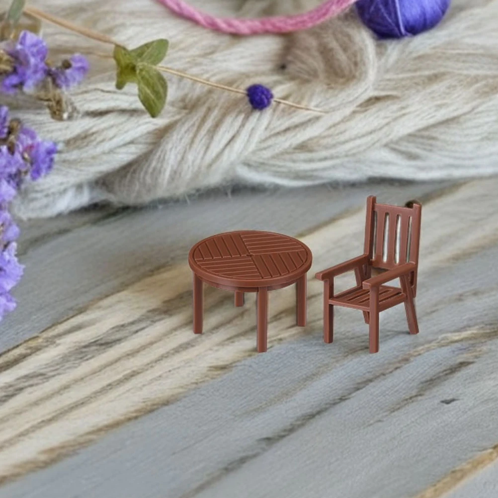 

Mini Table and Chair Ornaments Furniture Dollhouse Plastic Living Room Micro Scene Chairs
