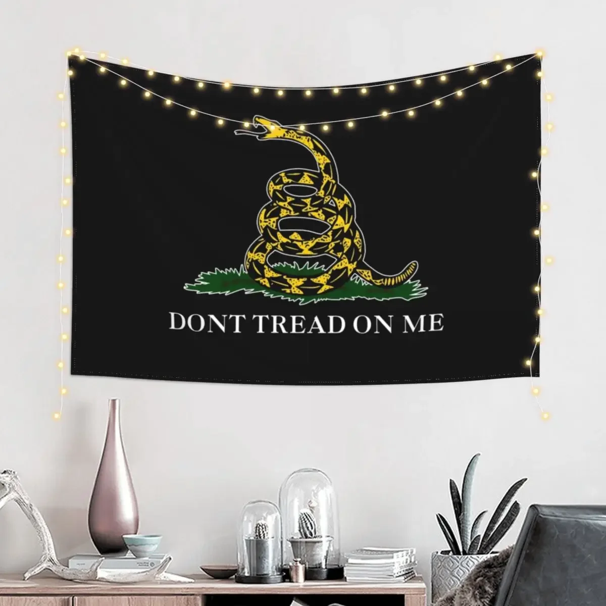 Don't tread on me - white - Yellow Snake Gadsden flag Tapestry Bedroom Decor Aesthetic Korean Room Decor Tapestry