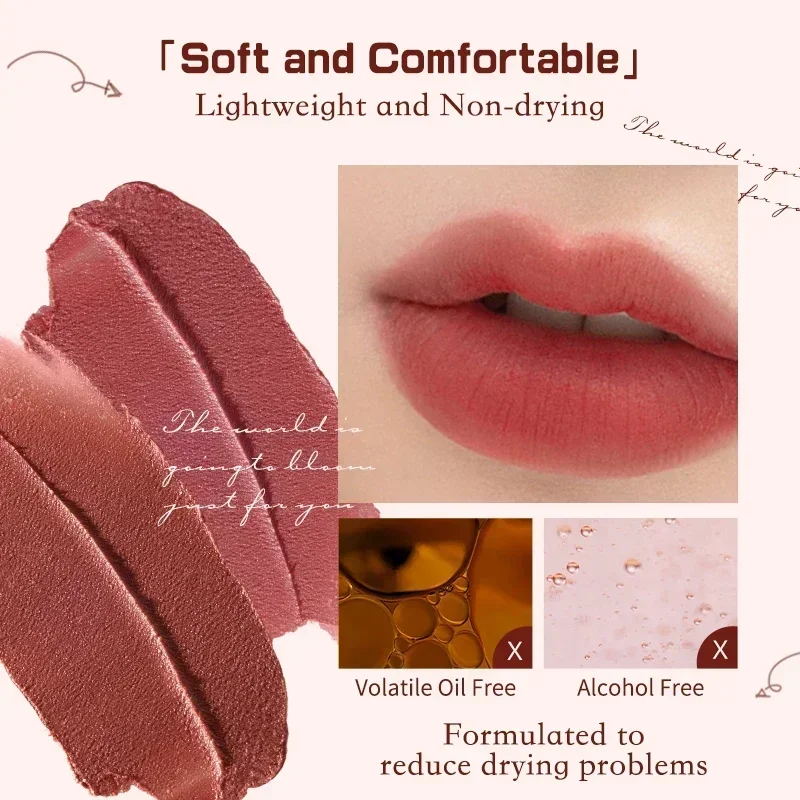 Flower sa Strawberry Rococo Series Cloud Lip Cream Lip Gloss Long Lasting Velvet Lip Tint Lipstick for Women Cosmetic