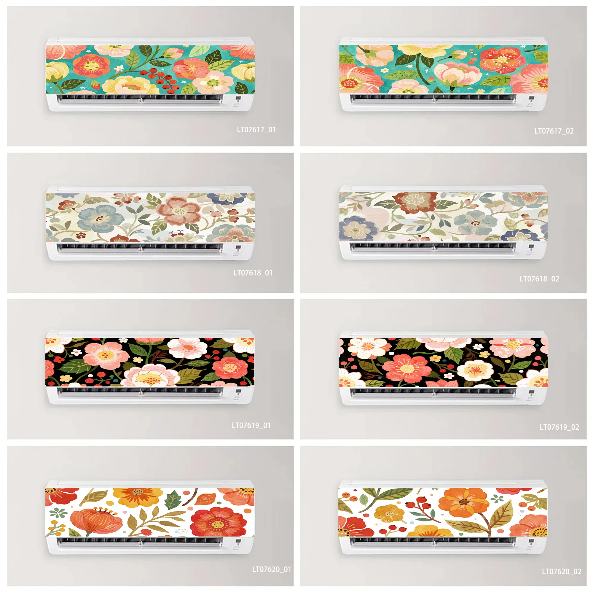 

3D Colorful Lotus Air Conditioner Sticker Gradient Floral Wall Decal Waterproof Removable Art Mural for Split AC Panel Decor